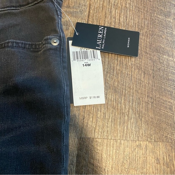 NWT Ralph Lauren High Rise Skinny Ankle Super Stretch Black Jeans Size 14W - Picture 3 of 11